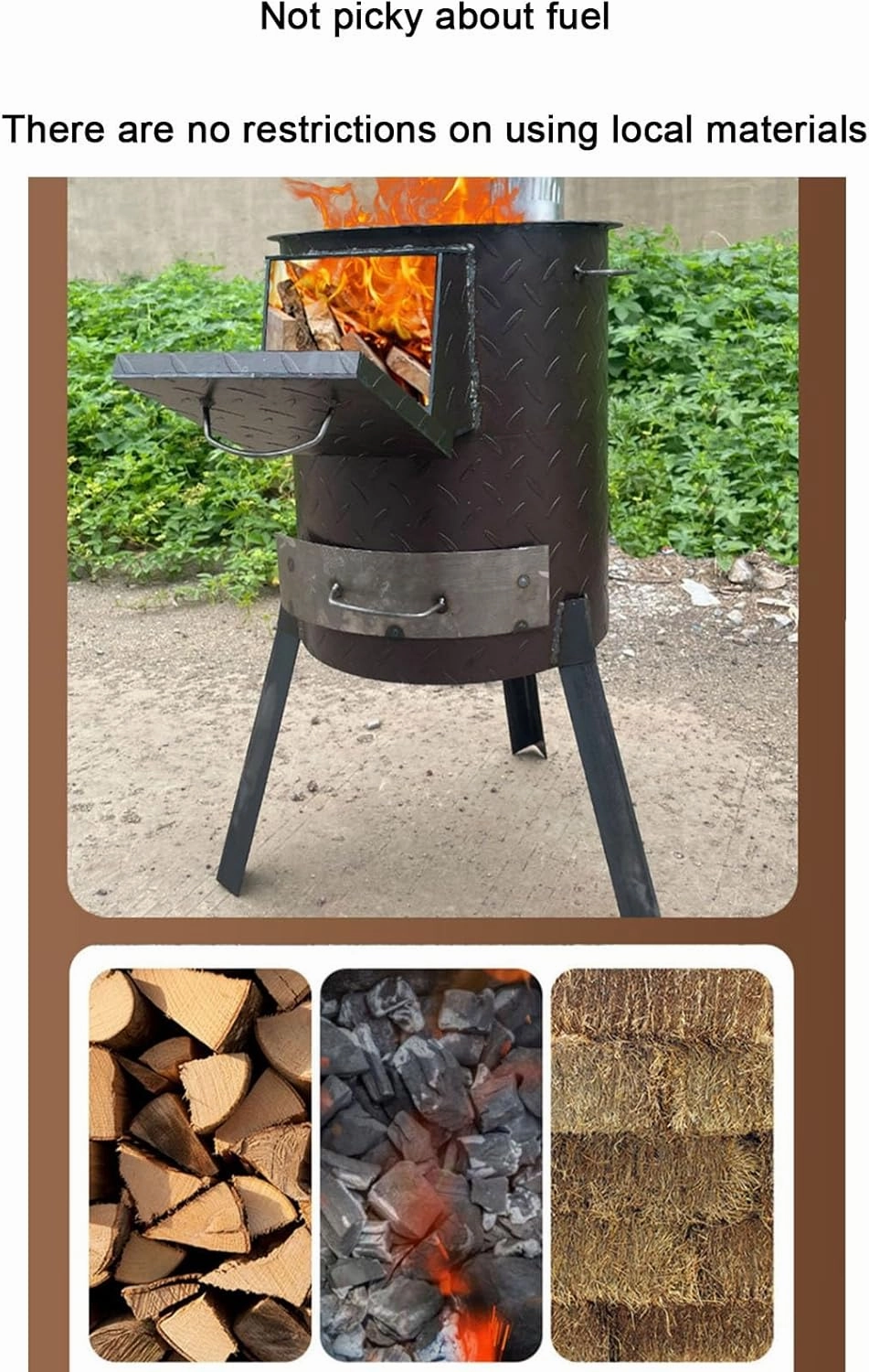 Multifunctional portable detachable wood stove, outdoor camping wood stove, mobile stove camping stove, Black, 617842