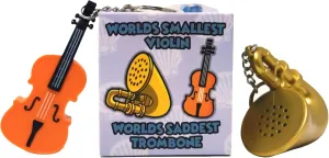 MunnyGrubbers - Original World's Smallest Violin & World's Saddest Trombone Toy Keychain with Playable Sad Sound - Sad Trombone - Mini Tiny Violin Keychain with Sound - Funny Meme - (WSV-V1-1P-WT)