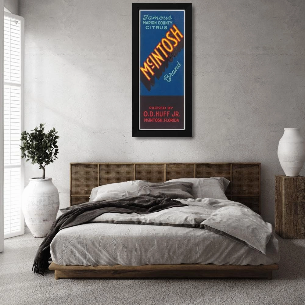 MuseumPrints 19x48 Huge Black Modern Framed Art Print Titled: Mcintosh Brand Citrus Label (1930-1950)