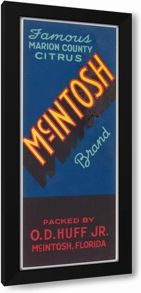 MuseumPrints 19x48 Huge Black Modern Framed Art Print Titled: Mcintosh Brand Citrus Label (1930-1950)