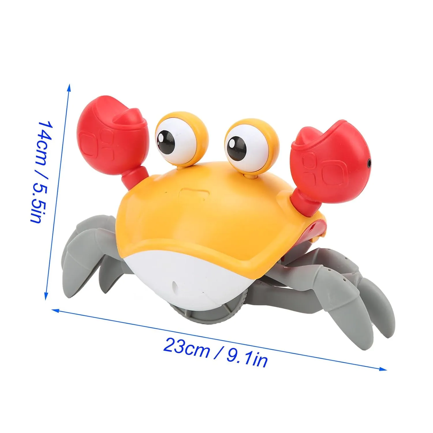 Musical Crawling Crab Toy, Bump USB Rechargeable Light Music Kids Development Christmas for 3  Years (Orange)
