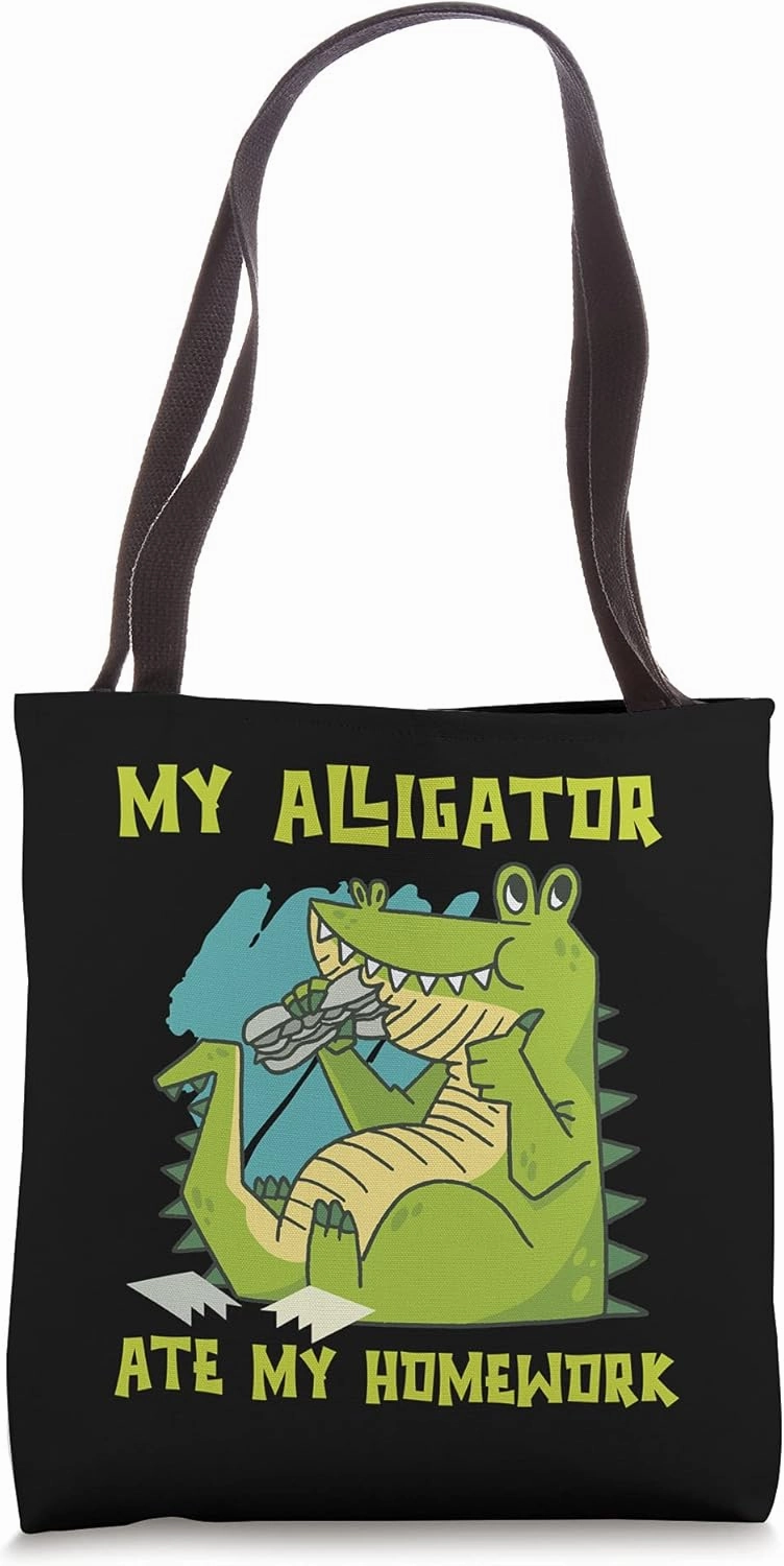 My Alligator Ate My Homework Reptiles Zoo Ponds Crocodile Tote Bag
