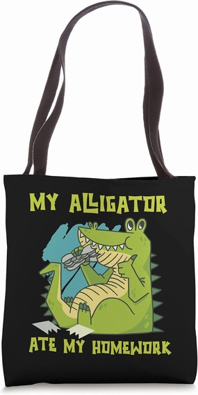 My Alligator Ate My Homework Reptiles Zoo Ponds Crocodile Tote Bag