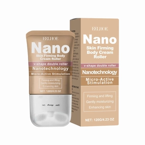 Nano Skin Firming Body Cream with V-Shape Double Roller, 4.23 oz, Moisturizing and Lifting Cream with Hyaluronic Acid, Glycerin, Squalane