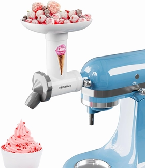 Natural Ice Cream Maker Attachment for Kitchen aid Stand Mixer, Frozen Dessert Maker, Fruit Sorbet Machine, Dairy-Free Frozen Fruit Soft Serve Maker, Natural Ice Cream Desserts Attachment