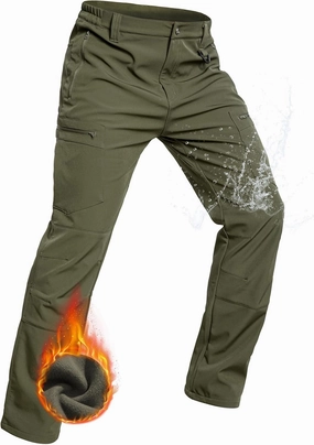 NAVEKULL Men's Fleece Lined Hiking Pants Softshell Water Resistance Snow Ski Pants Winter Outdoor Tactical Cargo Trousers