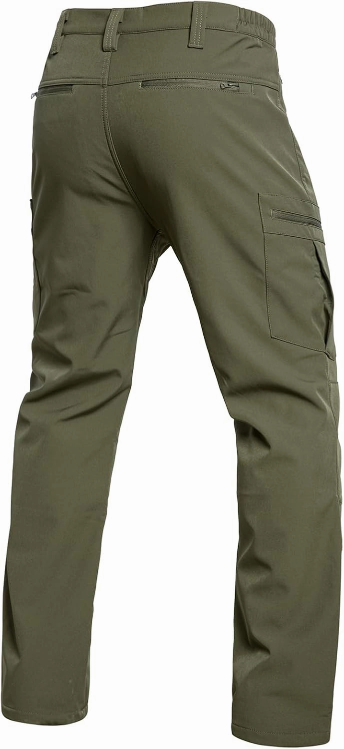 NAVEKULL Men's Fleece Lined Hiking Pants Softshell Water Resistance Snow Ski Pants Winter Outdoor Tactical Cargo Trousers