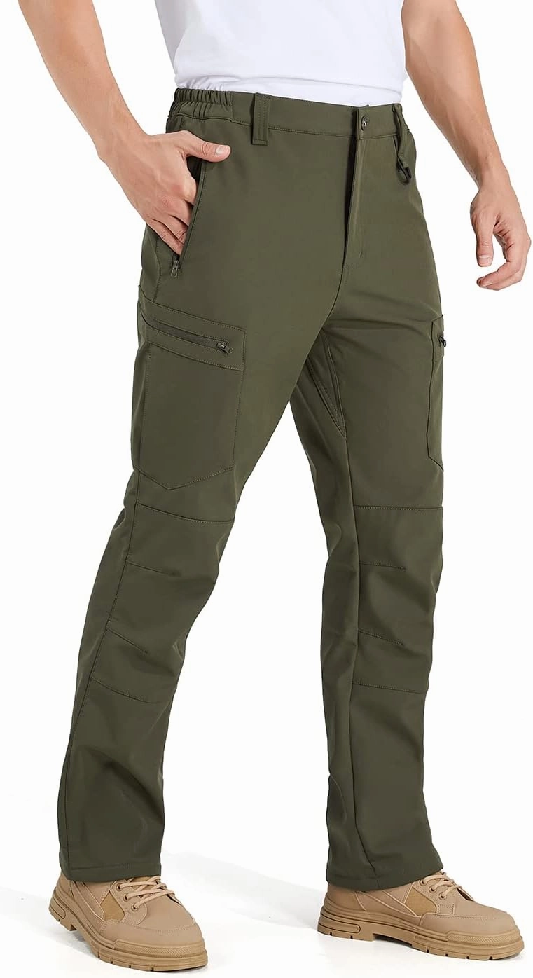 NAVEKULL Men's Fleece Lined Hiking Pants Softshell Water Resistance Snow Ski Pants Winter Outdoor Tactical Cargo Trousers