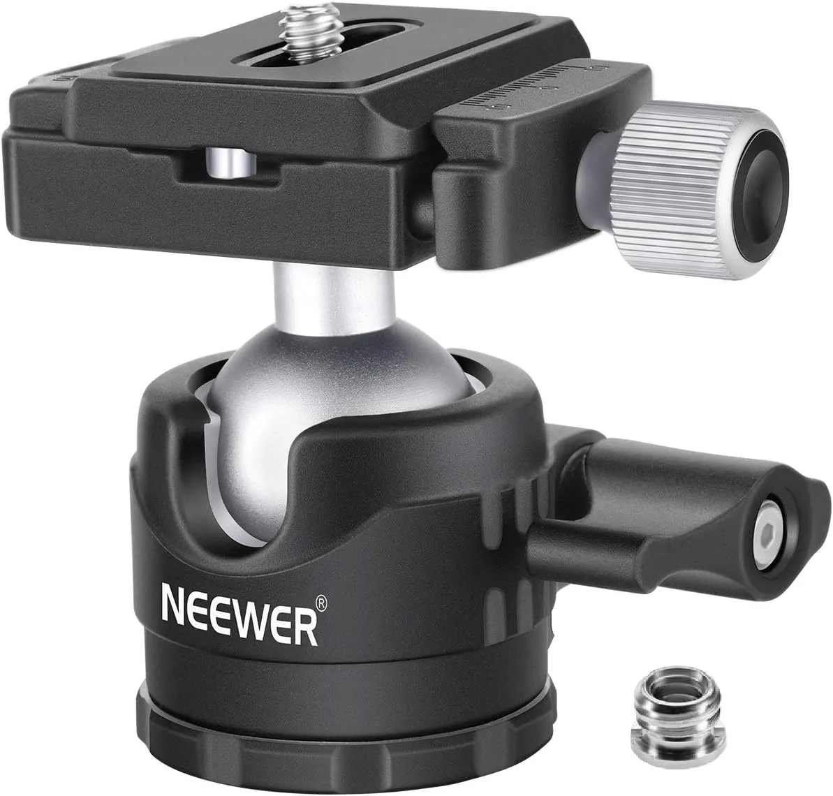 NEEWER 28mm Low Profile Tripod Ball Joint 360° Pan Rotation with 1/4" Arca Type Quick Release Plate and Spirit Level for Tripods, Monopods, Max Load: 6.6LB/5kg