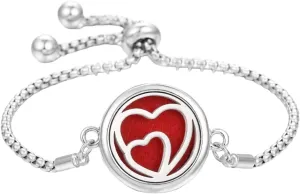 New 2025 Unisex Love Heart Aromatherapy Bracelet Bangle Adjustable Chain Perfume Essential Oil Diffuser Women DIY Locket Decoration Jewelry Luxury with You Accessories Trendy Best for Gift and Men