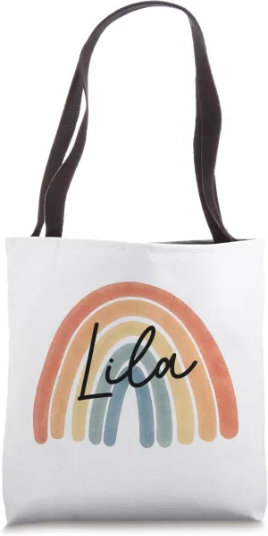 New Born Baby Lila Personalized Gift Rainbow Nursery Tote Bag