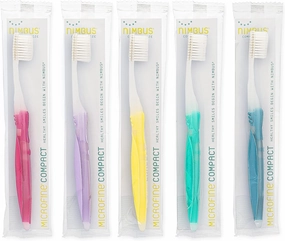 NIMBUS Extra Soft Toothbrushes (Compact Head), Periodontist Design Tapered Bristles for Sensitive Teeth and Receding Gums, Individually Wrapped Plaque Remover Travel Toothbrush (10 Pack, Colors Vary)