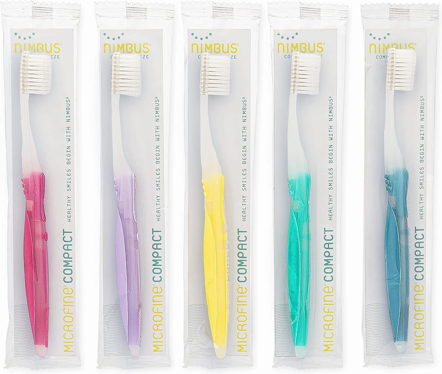 NIMBUS Extra Soft Toothbrushes (Compact Head), Periodontist Design Tapered Bristles for Sensitive Teeth and Receding Gums, Individually Wrapped Plaque Remover Travel Toothbrush (10 Pack, Colors Vary)