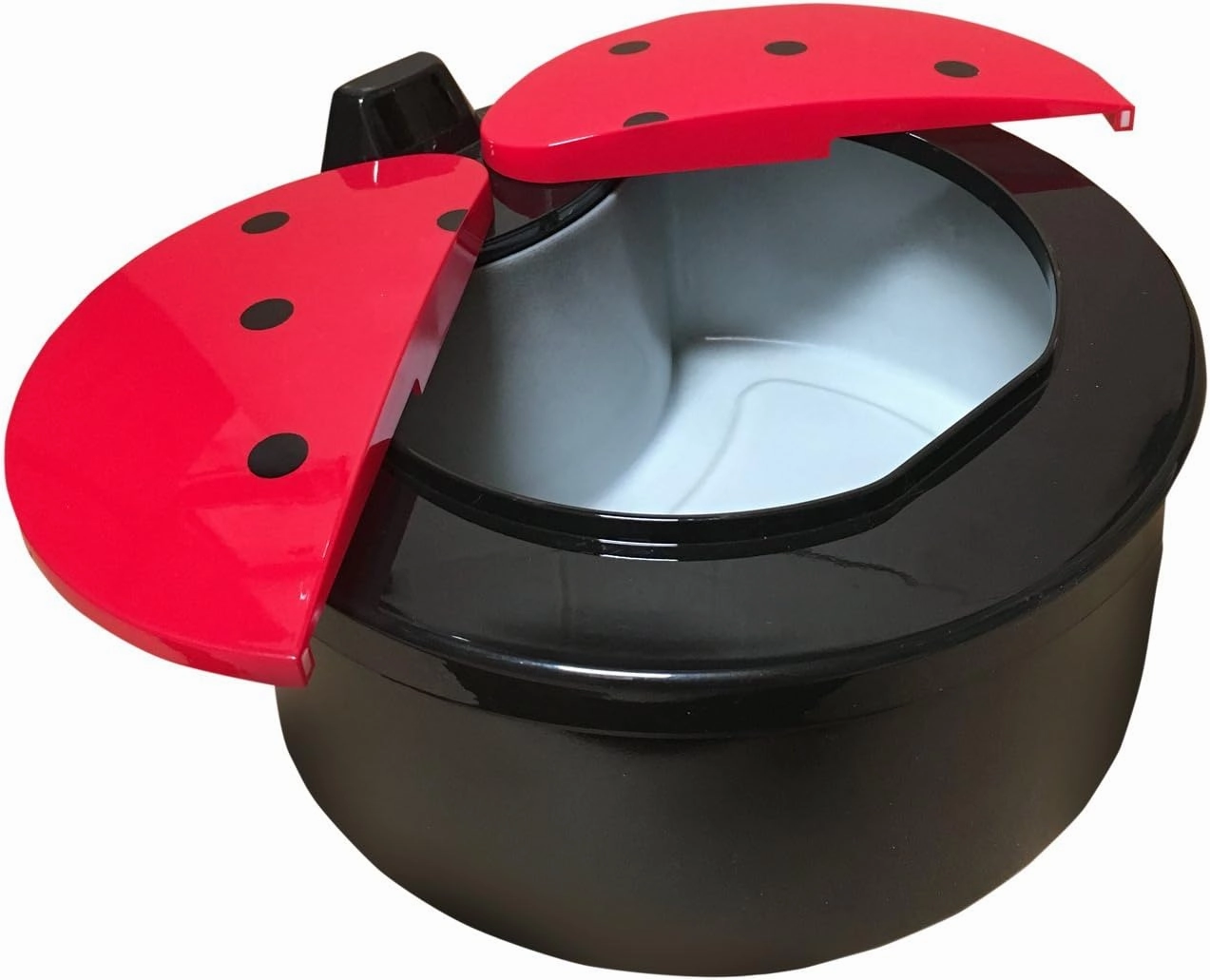 NINESTARS DZT-2-18RD Automatic Touchless Infrared Motion Sensor Container, 0.5 Gal 2L, ABS Plastic Base (Round, Red/Black Ladybug Lid)