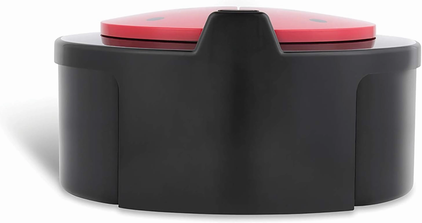 NINESTARS DZT-2-18RD Automatic Touchless Infrared Motion Sensor Container, 0.5 Gal 2L, ABS Plastic Base (Round, Red/Black Ladybug Lid)