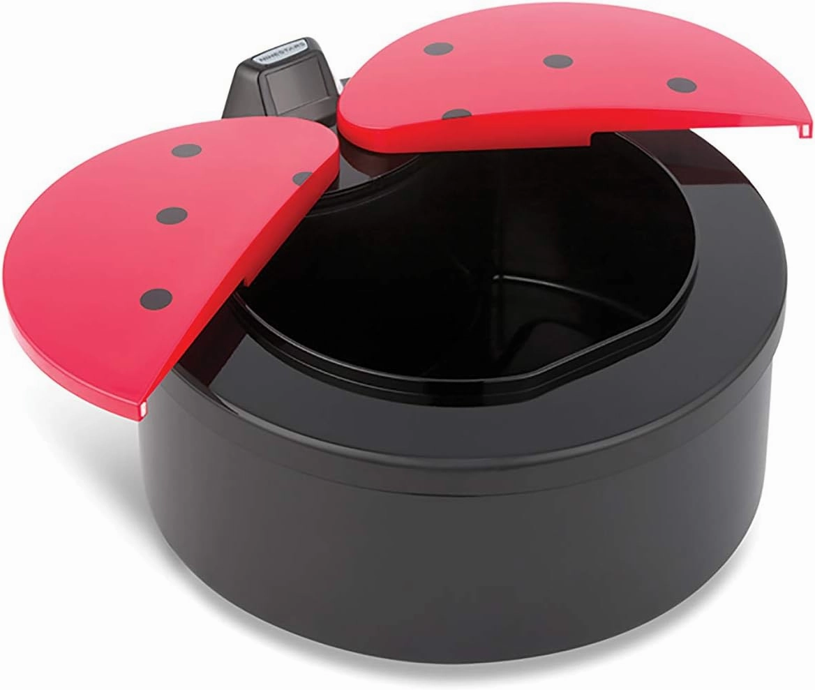 NINESTARS DZT-2-18RD Automatic Touchless Infrared Motion Sensor Container, 0.5 Gal 2L, ABS Plastic Base (Round, Red/Black Ladybug Lid)