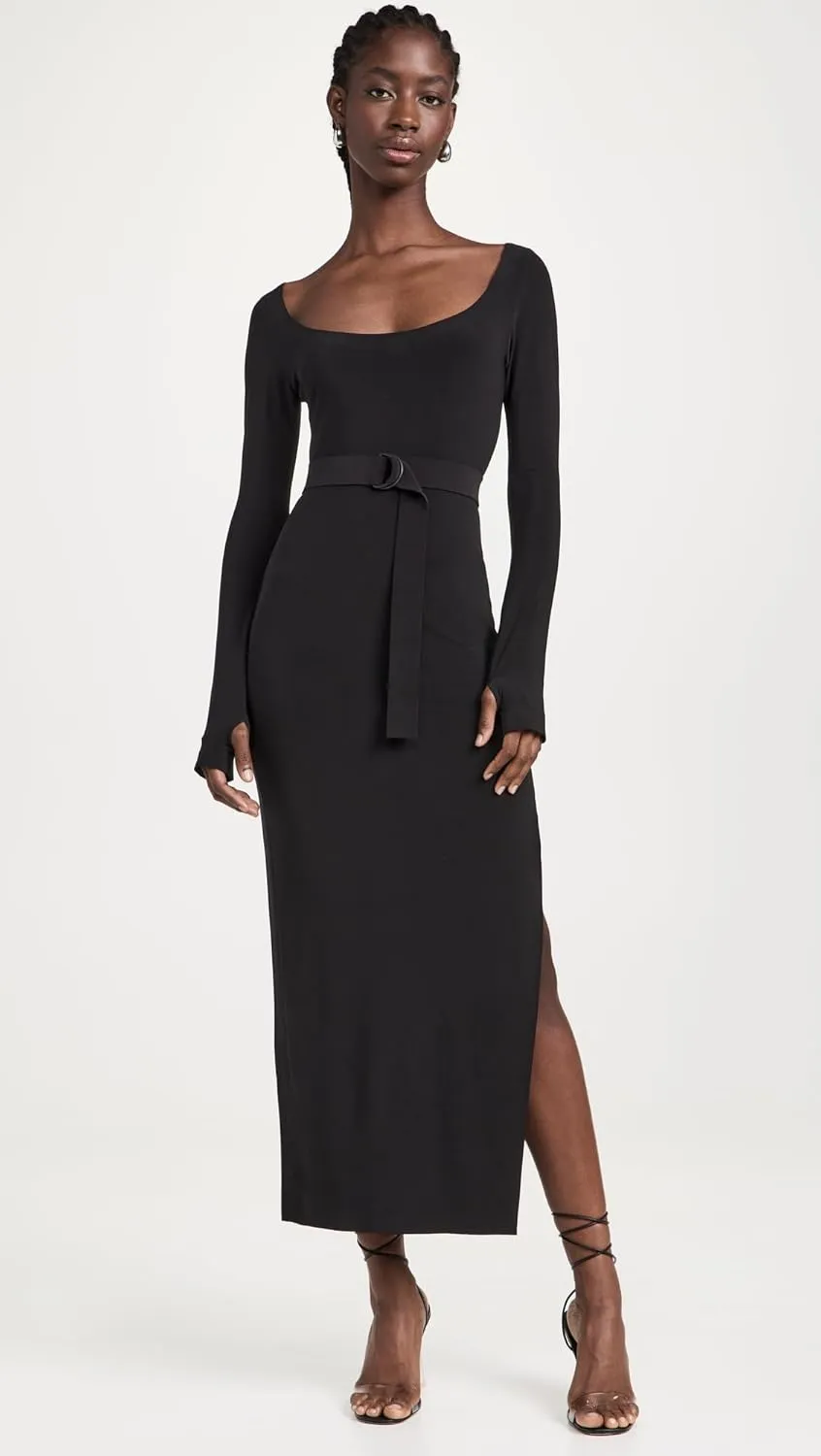 Norma Kamali Women's Scoop Neck Side Slit Gown