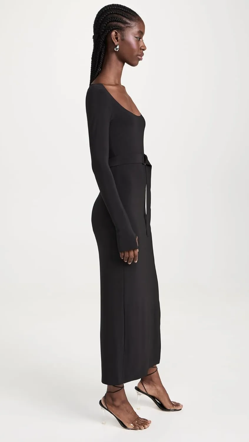 Norma Kamali Women's Scoop Neck Side Slit Gown