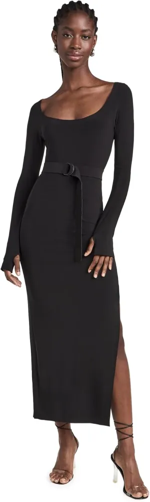 Norma Kamali Women's Scoop Neck Side Slit Gown