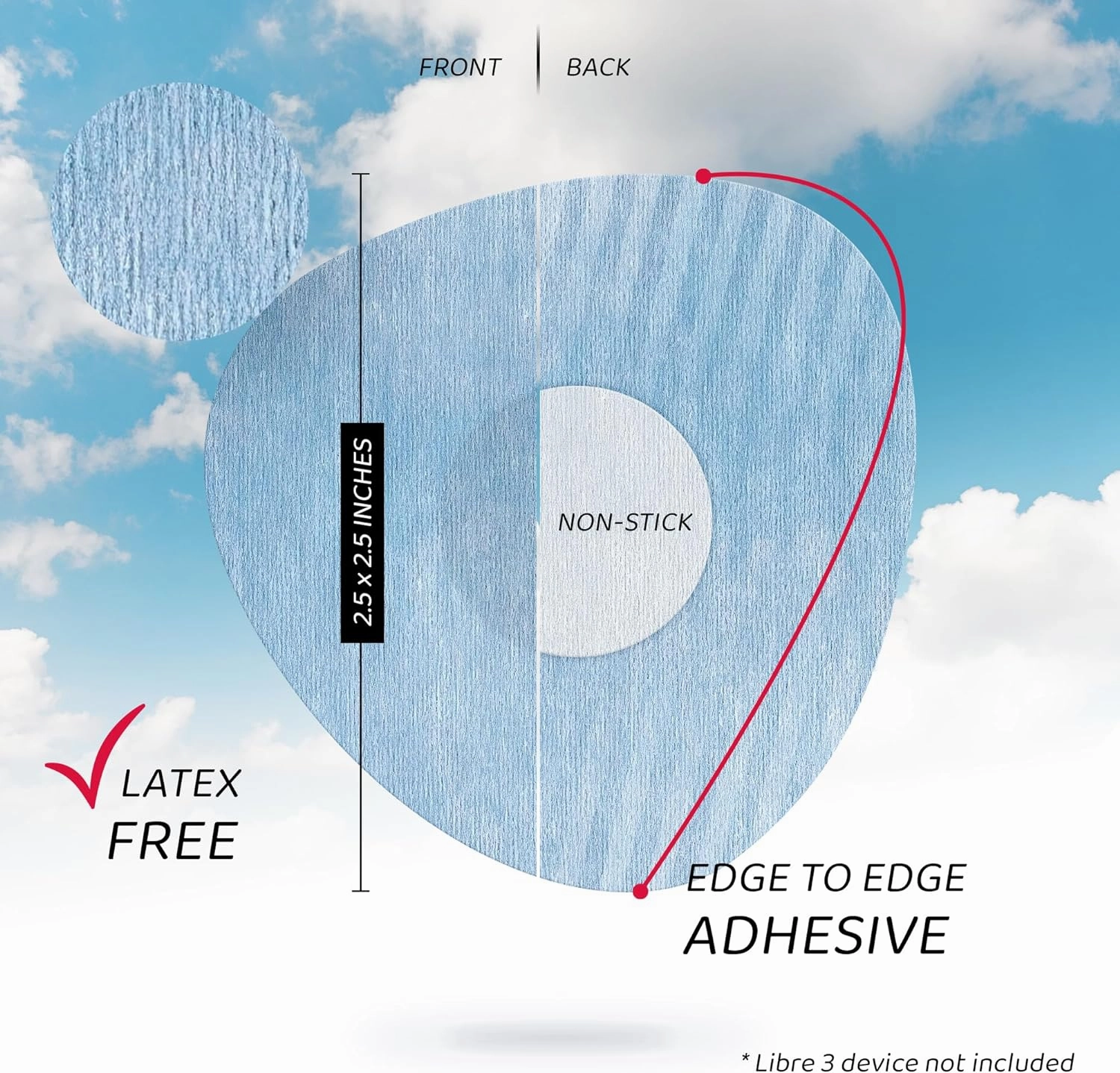 Not Just A Patch Air Libre 3 Plus Sensor Covers (20 Pack) - Thin, Strong and Light Adhesive Patches with Ultra-Hold 14 Day Adhesion, Durable Freestyle Libre 3 Sensor Covers - Multicolor