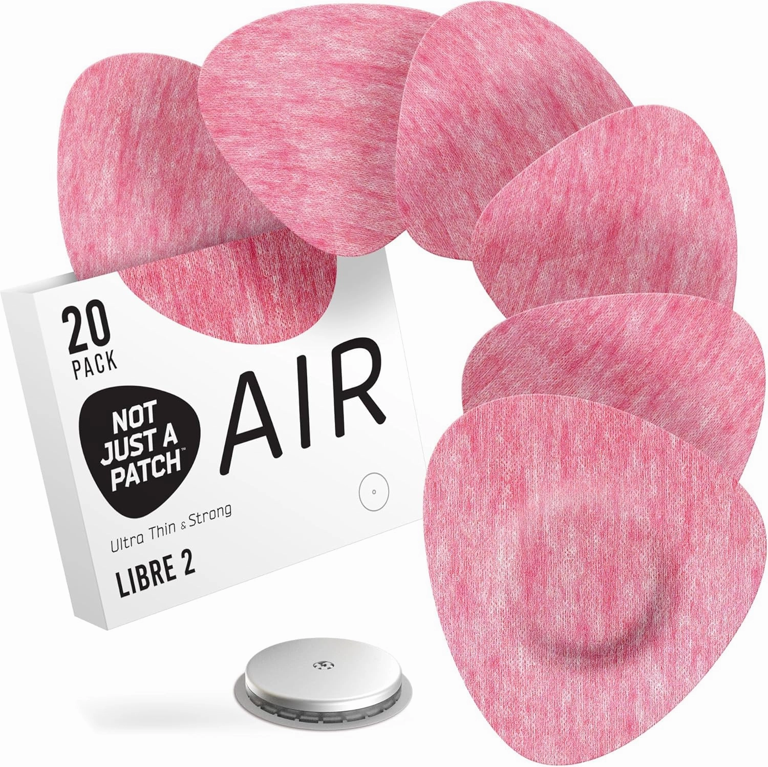 Not Just A Patch Freestyle Libre 2 Covers (20 Pack) - Thin, Strong and Light, Ultra-Long 14 Day Adhesion - Durable Lingo CGM & Libre 2 Sensor & Protector Patches - Pink