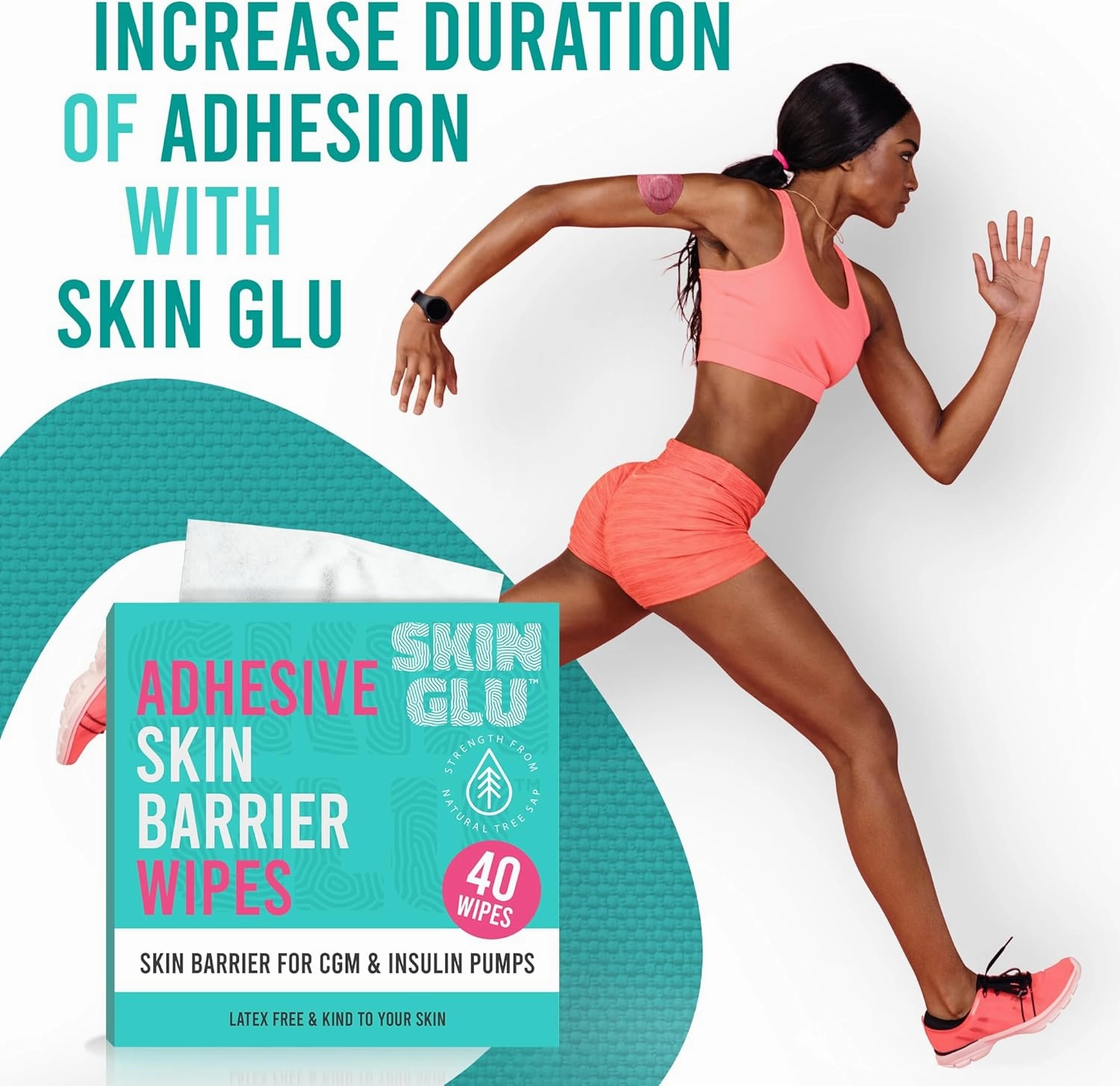 Not Just A Patch Freestyle Libre 2 Covers (20 Pack) - Thin, Strong and Light, Ultra-Long 14 Day Adhesion - Durable Lingo CGM & Libre 2 Sensor & Protector Patches - Pink