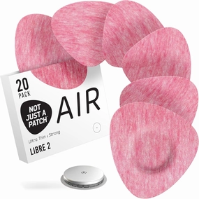 Not Just A Patch Freestyle Libre 2 Covers (20 Pack) - Thin, Strong and Light, Ultra-Long 14 Day Adhesion - Durable Lingo CGM & Libre 2 Sensor & Protector Patches - Pink