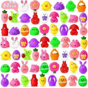 NPET 60pcs Easter Mochi Squishy Toy, Easter Eggs Stuffers Filler Easter Squishies Toy Bulk Easter Treat Squishy Toy, Easter Basket Stuffers Squishies Toy Gifts for Girls Boys Party Favor Squishy Toy