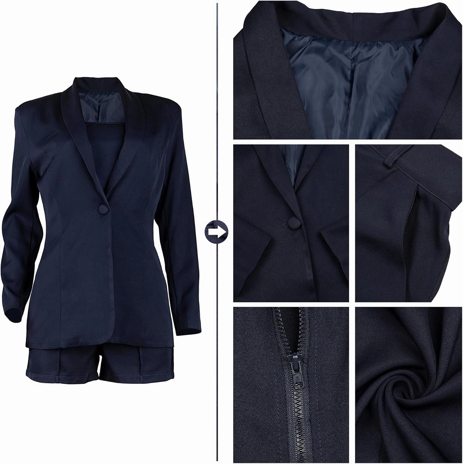 NRTHYE Women Sexy Bussiness Outfits 3 Piece Open Front Button Blazers   Crop Tops   Belted Shorts Set Jumpsuits