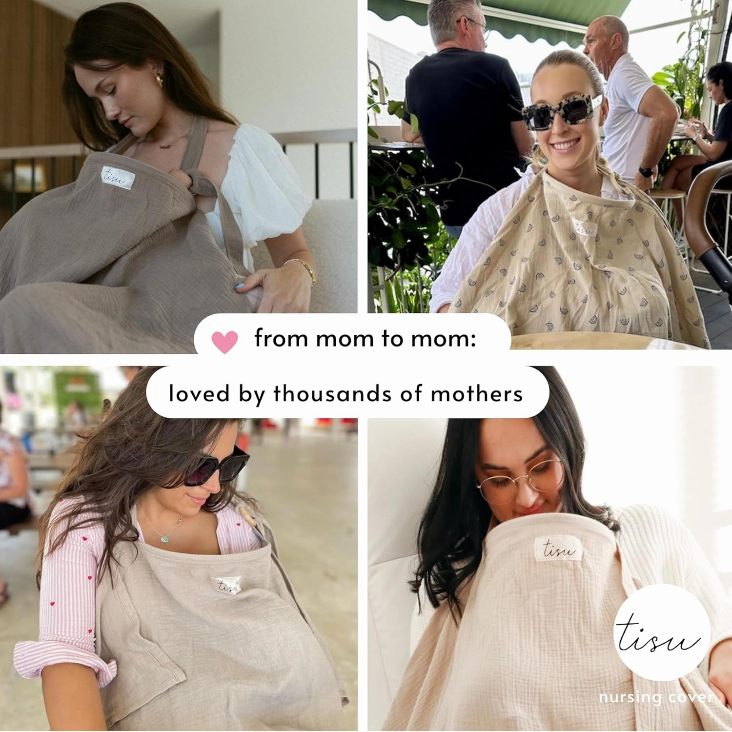 Nursing Cover for Baby Breastfeeding & Pumping | Multi Use Car Seat Stroller Cover | Breathable Soft Muslin Cotton | Breast Feeding Apron & Shawl by TISU (Oat Beige (Neutral))