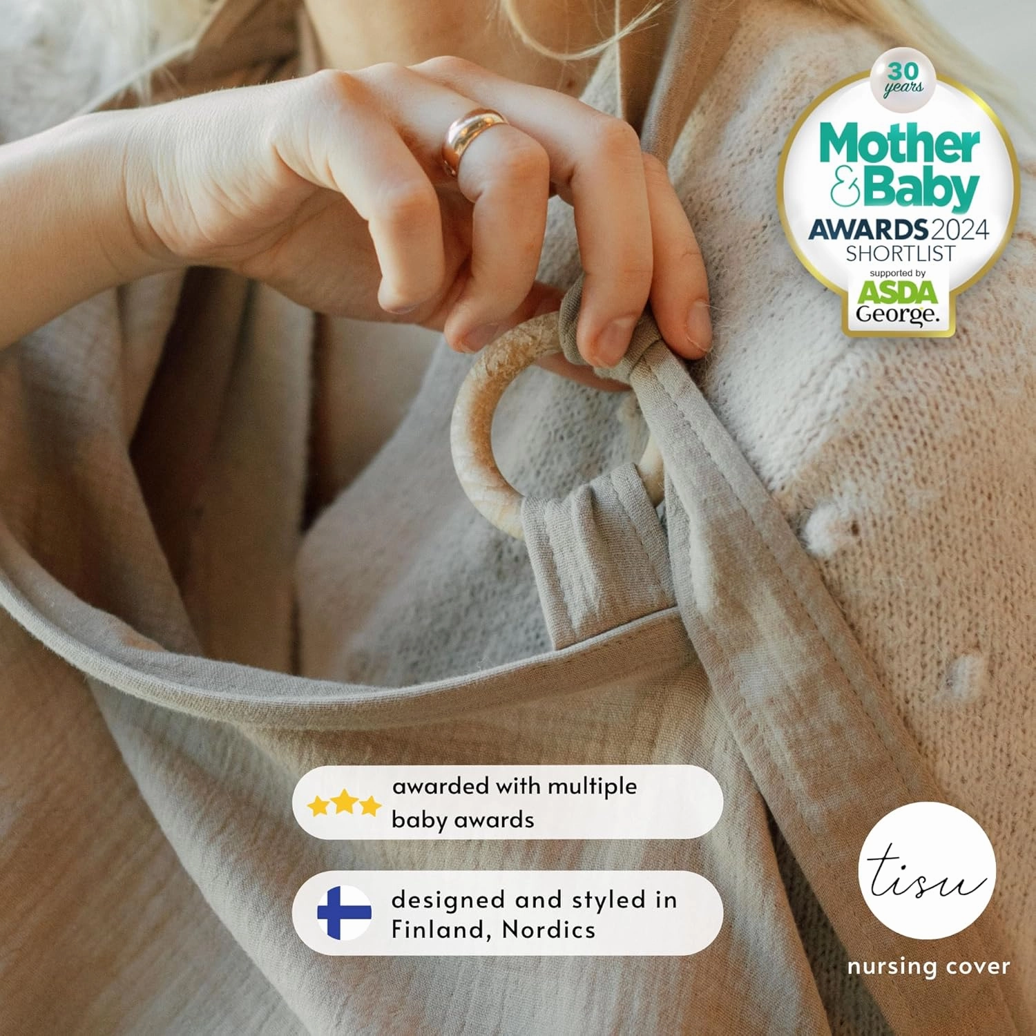 Nursing Cover for Baby Breastfeeding & Pumping | Multi Use Car Seat Stroller Cover | Breathable Soft Muslin Cotton | Breast Feeding Apron & Shawl by TISU (Oat Beige (Neutral))