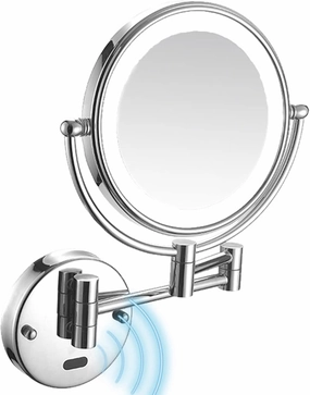OGRAFF Smart Sensor LED Makeup Mirror with Lights and Magnification, Chrome Double Sided Wall Mounted Extendable Vanity Mirror,Hardwired,10X (Color : Plug in, Size : 5X)