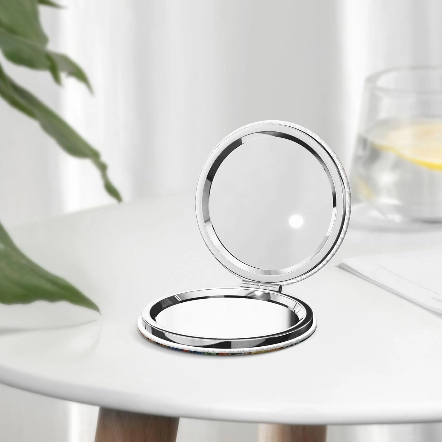 Oil on Canvas Sunflower Makeup Mirror Portable Folding Mini Mirror Double Sided Travel Makeup Mirror Round Shape Handheld Pocket Mirror
