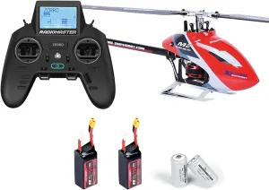 OMPHOBBY M2 EVO MK2 Ready To Fly RC Helicopter & OSHM2329 Lithium Battery & OSHM2344 Zorro Radio Controller Battery Bundle