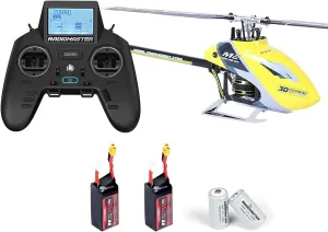 OMPHOBBY M2 EVO MK2 Ready To Fly RC Helicopter & OSHM2329 Lithium Battery & OSHM2344 Zorro Radio Controller Battery Bundle