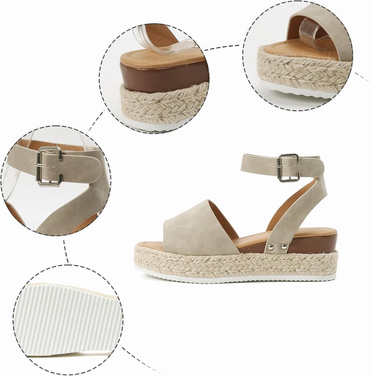 Open Toe Buckle Ankle Strap Wedge Casual Sandals for Women,Girls' Comfortable Dressy Summer Wedge Shoes Sandals Platform