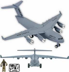 OTONOPI 8.3 Inches Diecast Plane Model Airplane with Army Man Pull Back and Let Go C17 6289 Alloy Transportation Aircraft Military Airbus with Lights and Sounds Toy Gift for Boys and Girls Age 3 