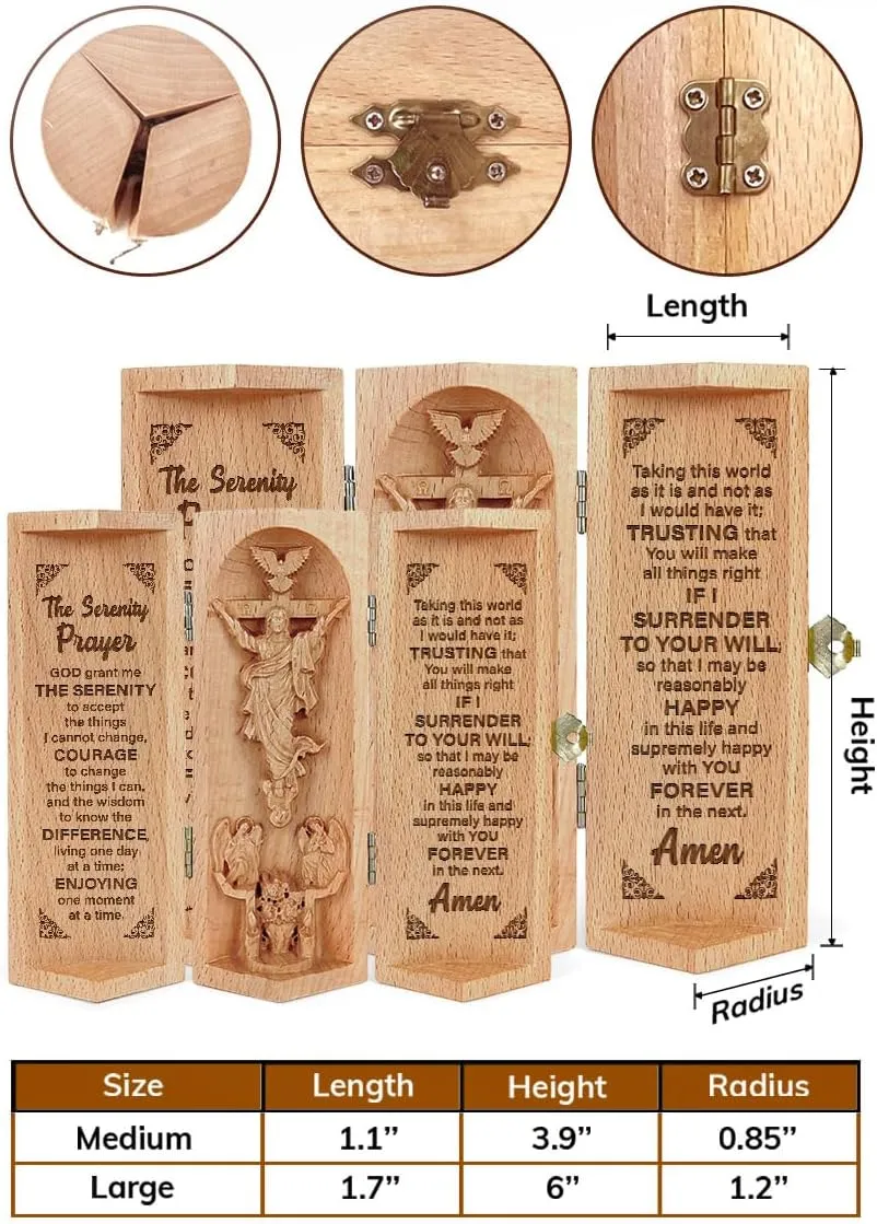 Our Father in Heaven Christian Decor, Catholic Wooden Statue, Sculpture Nativity Family, Statue of Jesus, Home Decor - Openable Wooden Cylinder Sculpture of Jesus (The Serenity)