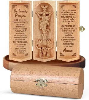 Our Father in Heaven Christian Decor, Catholic Wooden Statue, Sculpture Nativity Family, Statue of Jesus, Home Decor - Openable Wooden Cylinder Sculpture of Jesus (The Serenity)