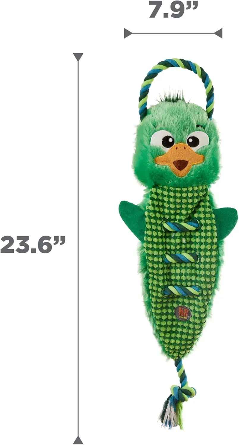 Outward Hound by Charming Pet Ropiez Mallard Rope Dog Tug Toy for Tugging Squeaky Fun, Green
