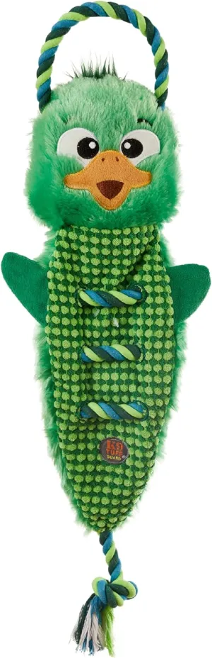 Outward Hound by Charming Pet Ropiez Mallard Rope Dog Tug Toy for Tugging Squeaky Fun, Green