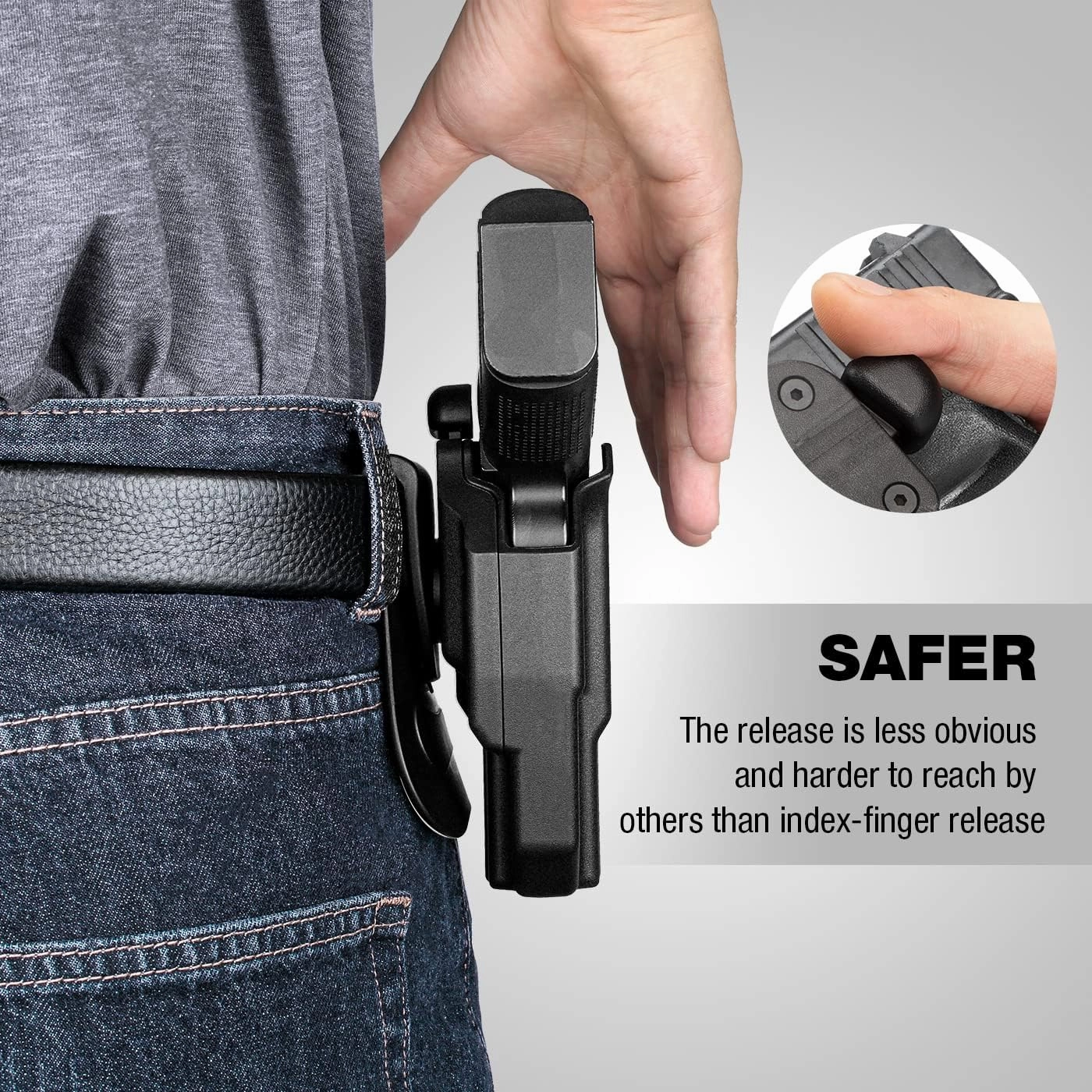 OWB Thumb Release Holster: Glock 19 19X 23 32 44 45/ Glock 17 22 31/ S&W M&P 9(40) M2.0 / SD9 VE SD40 VE/ 1911 5 inch/Taurus G2C G3C, Compatible with Red Dot/Optics, Right Handed, Left Handed