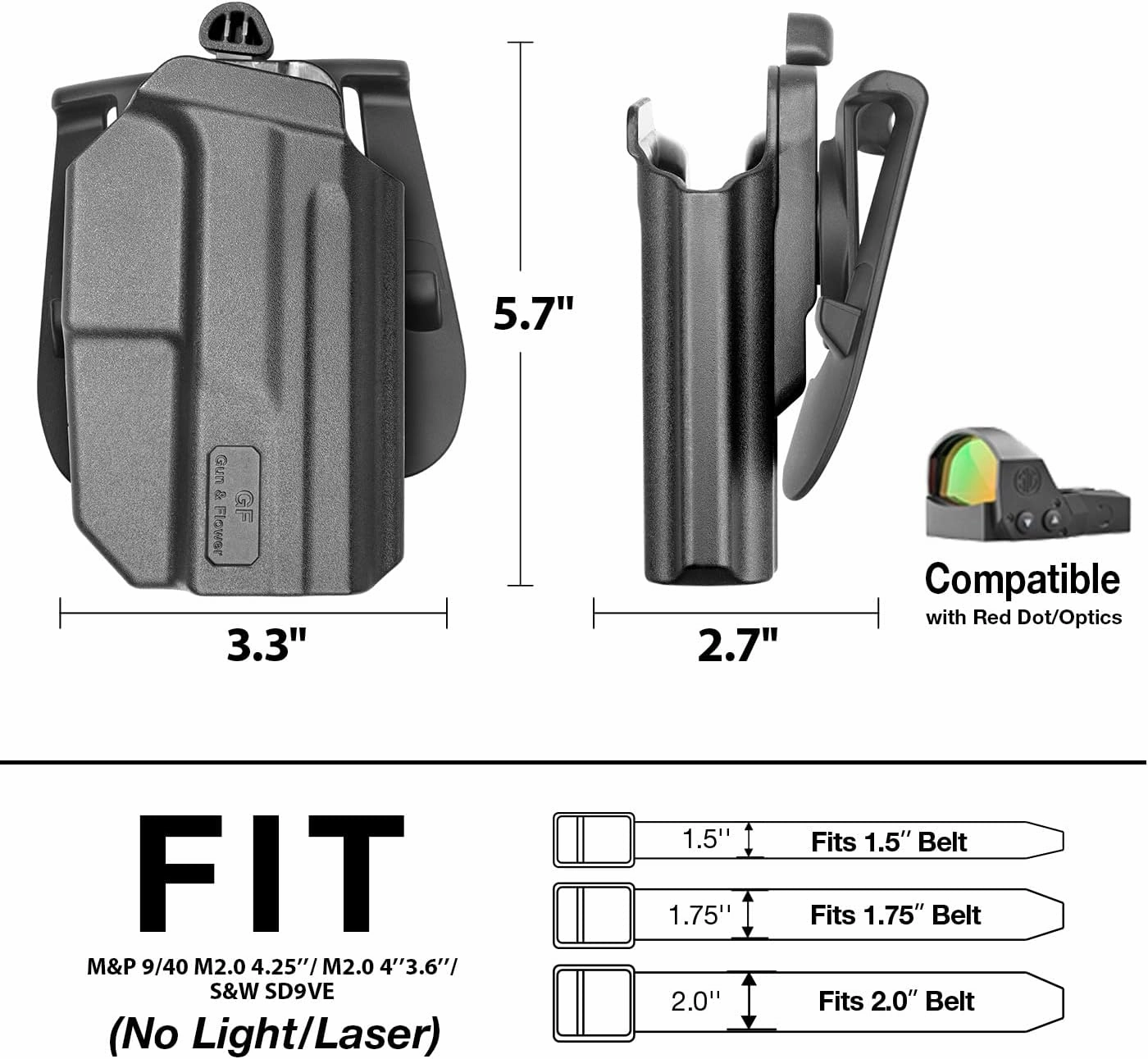 OWB Thumb Release Holster: Glock 19 19X 23 32 44 45/ Glock 17 22 31/ S&W M&P 9(40) M2.0 / SD9 VE SD40 VE/ 1911 5 inch/Taurus G2C G3C, Compatible with Red Dot/Optics, Right Handed, Left Handed