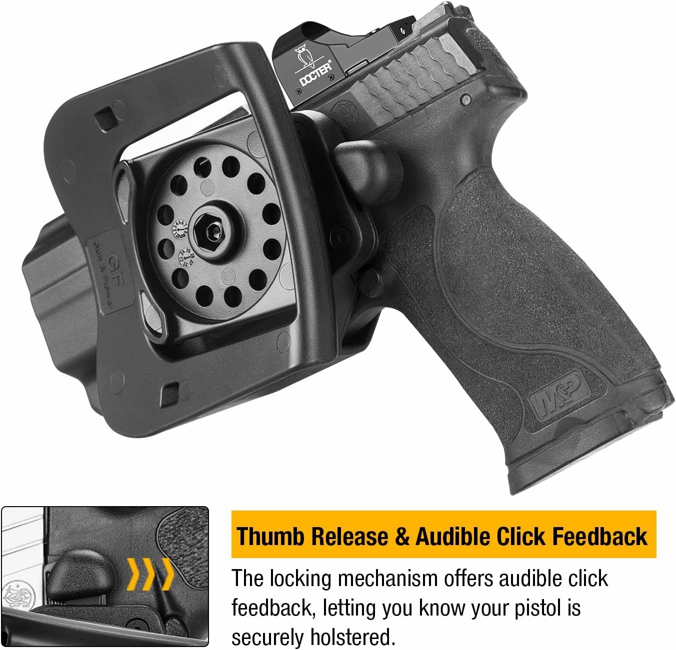 OWB Thumb Release Holster: Glock 19 19X 23 32 44 45/ Glock 17 22 31/ S&W M&P 9(40) M2.0 / SD9 VE SD40 VE/ 1911 5 inch/Taurus G2C G3C, Compatible with Red Dot/Optics, Right Handed, Left Handed