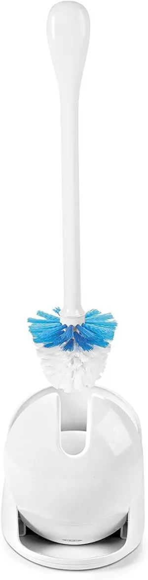 OXO Good Grips Compact Toilet Brush & Canister, White, 6" x 4-3/4" x 17-1/4" h