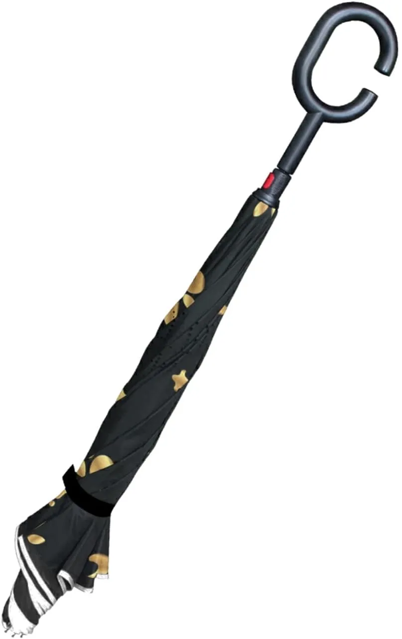 Oyihfvs Double Layer Inverted Umbrella, With C-Shaped Handle Windproof UV Proof Durable Parasol, For Men Women Outdoor Folding Rain Sun