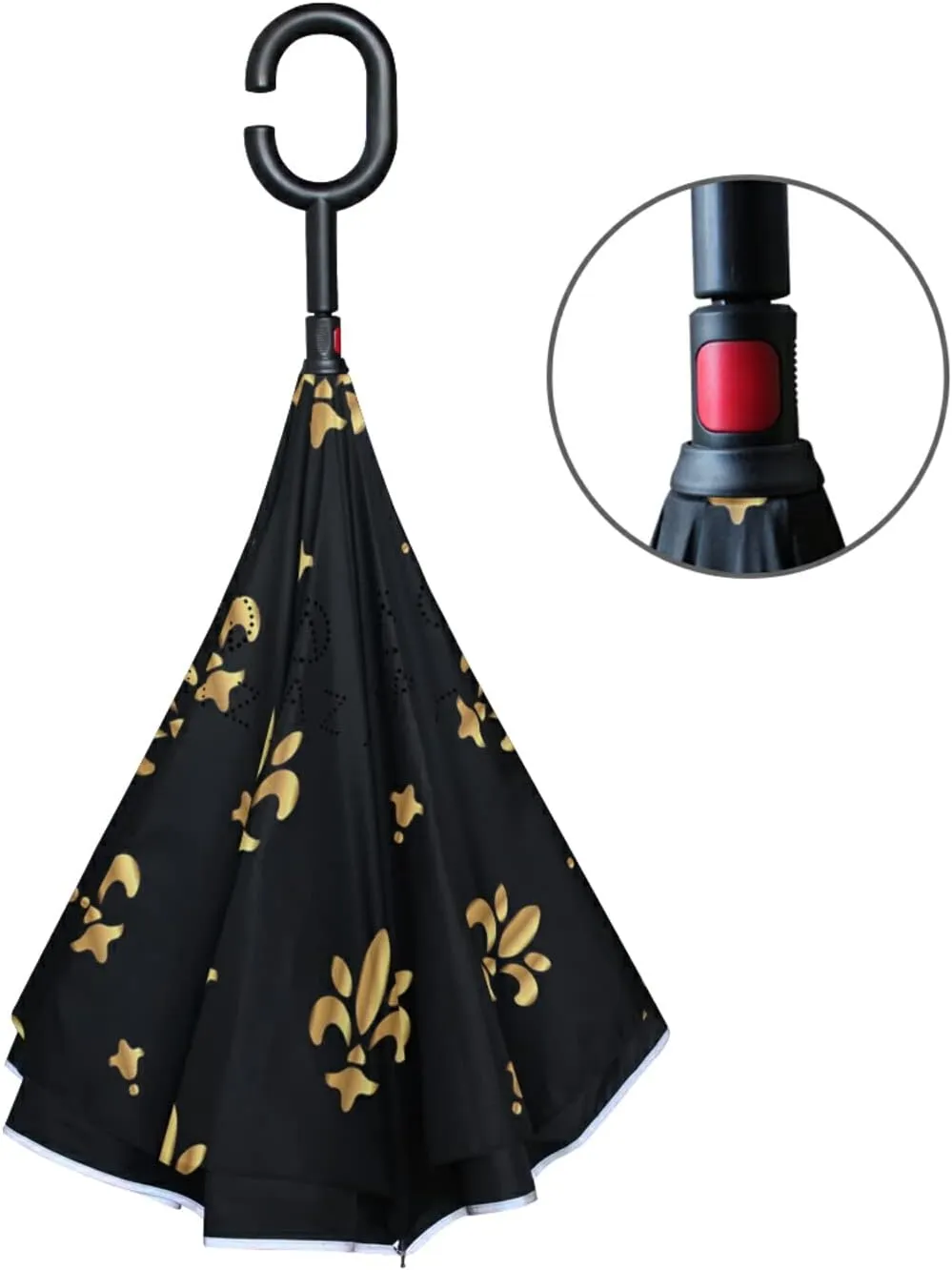 Oyihfvs Double Layer Inverted Umbrella, With C-Shaped Handle Windproof UV Proof Durable Parasol, For Men Women Outdoor Folding Rain Sun