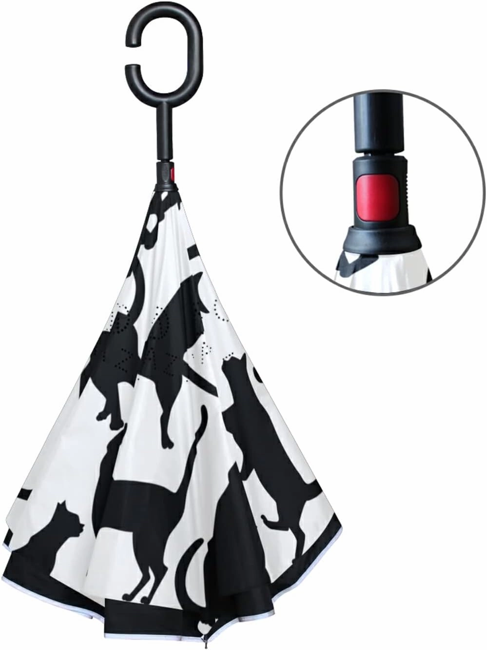 Oyihfvs Double Layer Inverted Umbrella, With C-Shaped Handle Windproof UV Proof Durable Parasol, For Men Women Outdoor Folding Rain Sun
