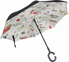 Oyihfvs Double Layer Inverted Umbrella, With C-Shaped Handle Windproof UV Proof Durable Parasol, For Men Women Outdoor Folding Rain Sun