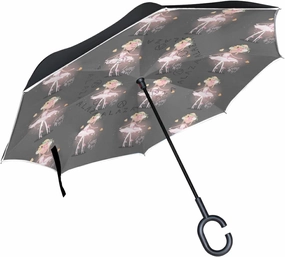 Oyihfvs Double Layer Inverted Umbrella, With C-Shaped Handle Windproof UV Proof Durable Parasol, For Men Women Outdoor Folding Rain Sun